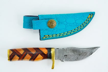 Handmade Damascus Steel 6" Rat Tail Skinner Knife