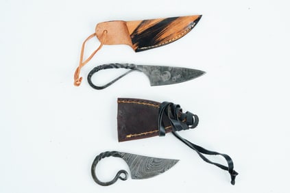 Lot of (2) Handmade Rustic Krumkniv Knives