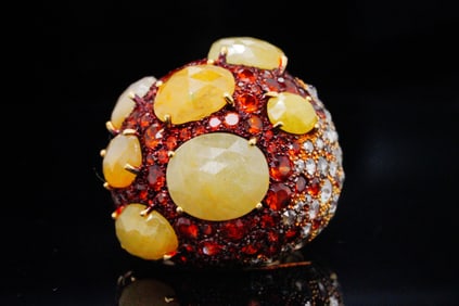 Verdi 14.50ctw Sapphire, 1.25ctw Diamond and 18K Ring