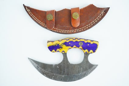 Handmade Damascus Steel Ulu Knife