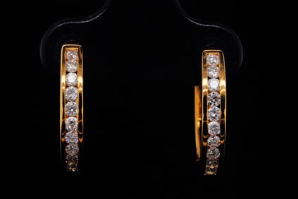 14K Yellow Gold and 0.50ctw Diamond 0.60" Earrings