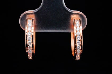 14K Rose Gold and 0.50ctw Diamond 0.60" Earrings