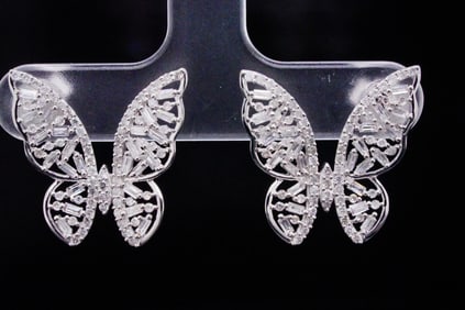 1.00ctw SI1-SI2/G-H Diamond and 14K Butterfly Earrings