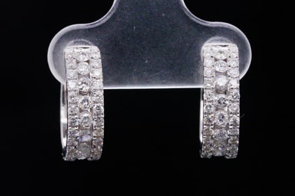 1.00ctw SI2-I1/G-H Diamond 14K Huggie Hoop Earrings