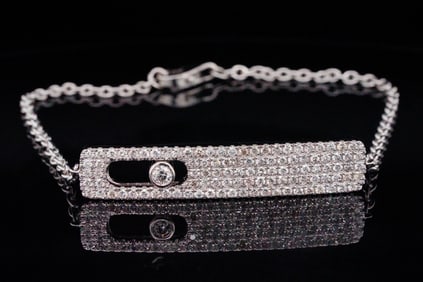 18K White Gold and 0.85ctw SI1-SI2/G-H Diamond Bracelet