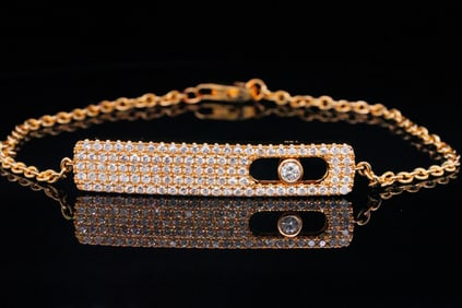 18K Yellow Gold and 0.85ctw SI1-SI2/G-H Diamond Bracelet
