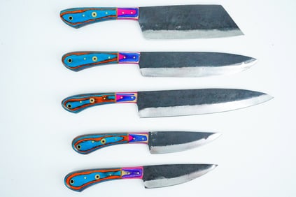 Set of (5) Handmade Carbon Steel Hunting Knives