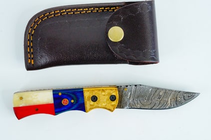 Handmade Damascus Steel Folding Pocket Knife