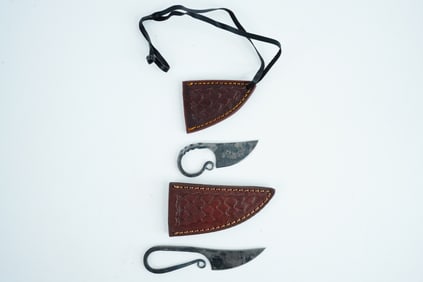 Lot of (2) Handmade Carbon Steel Krumkniv Knives