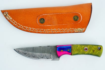 Handmade Damascus Steel 6" Hunting Skinner Knife