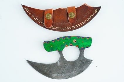 Handmade Damascus Steel Ulu Knife