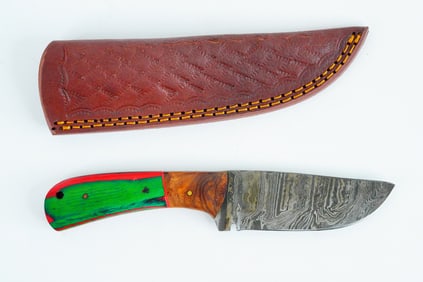 Handmade Damascus Steel 8" Hunting Skinner Knife