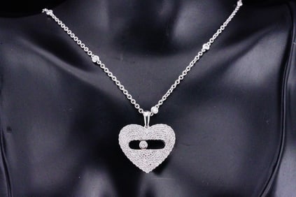 2.10ctw SI1-SI2/G-H Diamond and 14K 16" Heart Necklace