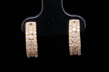 1.00ctw SI1-SI2/G-H Diamond and 14K Huggie Earrings