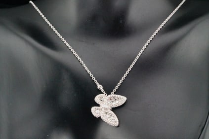 18K and 0.90ctw Diamond 18" Butterfly Necklace