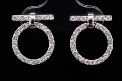18K White Gold and 0.70ctw Diamond 0.60" Earrings