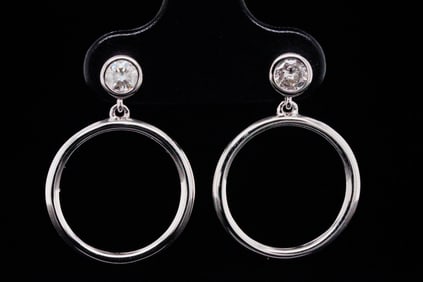 14K White Gold and 0.30ctw Diamond Dangle Earrings