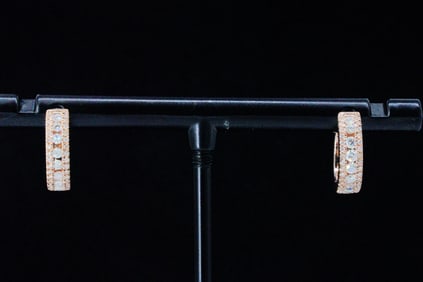 14K Rose Gold and 0.35ctw Diamond Huggie Earrings