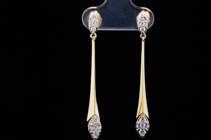 14K Yellow Gold and 0.50ctw SI1-SI2/G-H Diamond Earrings