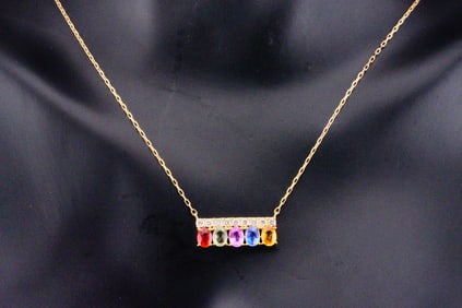 1.10ctw Sapphire, 0.15ctw Diamond and 18K Necklace