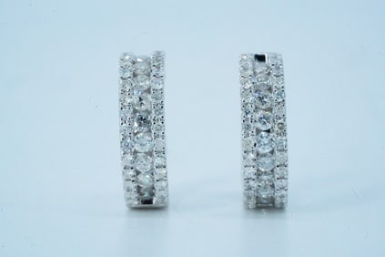1.00ctw SI2-I1/G-H Diamond 14K Huggie Hoop Earrings