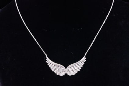 1.00ctw SI1-SI2/G-H Diamond and 14K Angel Wing Necklace