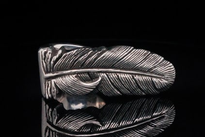 King Baby Solid Sterling Silver Raven Feather Ring