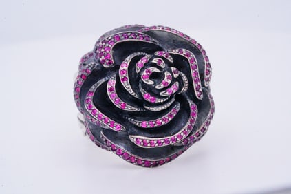 King Baby Pink CZ & Sterling Silver Rose Ring