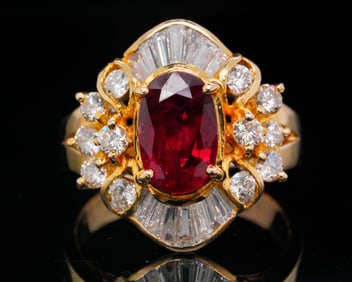2.40ct Ruby, 1.50ctw SI1-SI2/G-H Diamond and 18K Ring