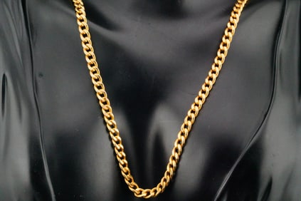 18K Yellow Gold 21" Curb Chain Necklace