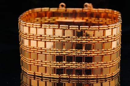 18K Yellow Gold 1" Wide Link Bracelet