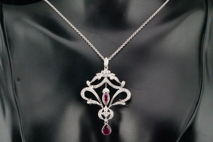 1.00ctw Ruby, 0.50ctw Diamond and 18K 18" Necklace