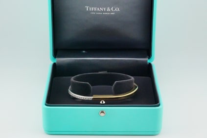 Tiffany & Co. 1.39ctw Diamond and 18K Lock Bangle