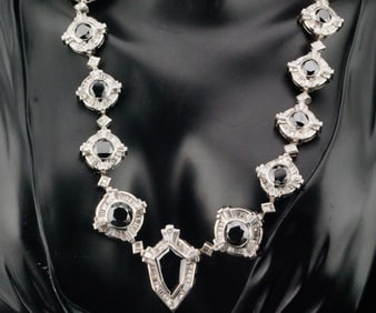 24.50ctw Black and White Diamond 18K Necklace