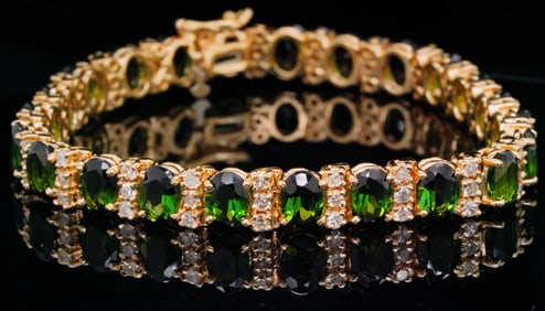 20.25ctw Tourmaline and Diamond 14K Bracelet