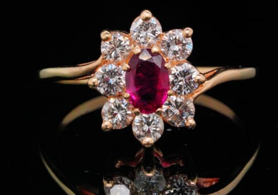 Estate 0.80ctw Diamond, 0.50ct Ruby and 14K Ring