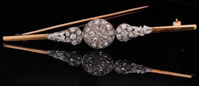 1.50ctw Mine Cut Diamond and 18K Antique Brooch