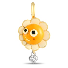 Aaron Basha 18K, Diamond and Enamel Sunflower Charm