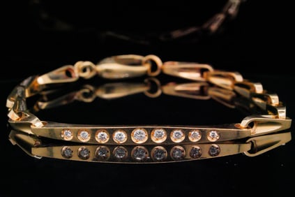 14K Yellow Gold and 0.40ctw Diamond 7.5" Bracelet