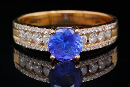 1.00ct Tanzanite, 0.75ctw Diamond and 14K Ring
