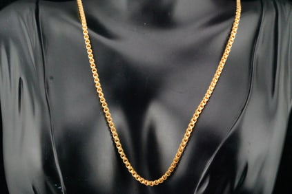 Italian 18K Yellow Gold 21.75" Box Chain