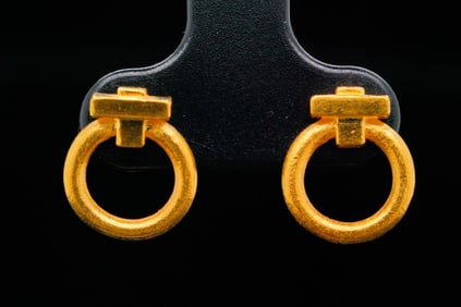 24K Yellow Gold 0.40" Circle Earrings