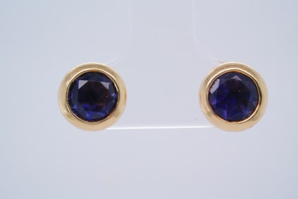 1.50ctw Tanzanite and 14K Yellow Gold Stud Earrings