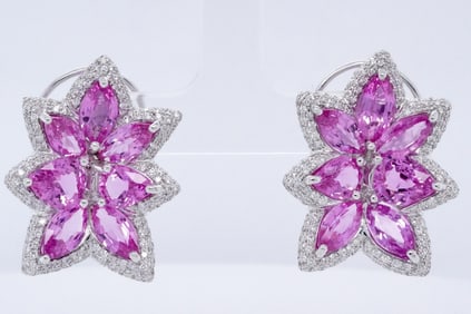 de Grisogono 17.20ctw Pink Sapphire and Diamond Earrings