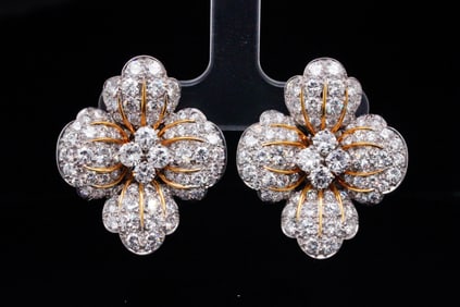 Bvlgari 7.00ctw VS/F-G Diamond and Platinum/18K Ear Clips