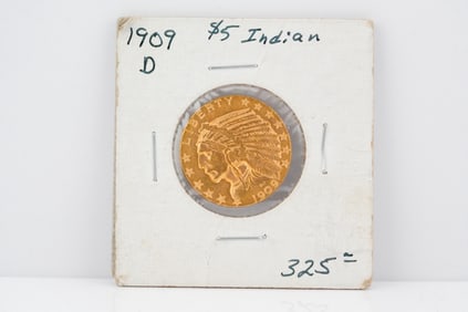 1909-D Indian Head $5 Gold Half Eagle