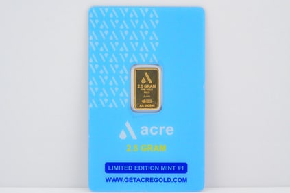 Acre Gold 2.5 Gram 999.9 Fine Gold Bar