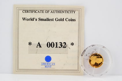 2000 Liberia American Mint 0.73 Gram .999 Gold $25 Coin