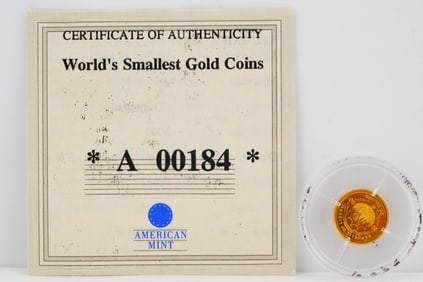 2000 Liberia American Mint 0.73 Gram .999 Gold $25 Coin