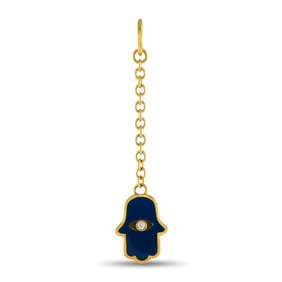 Aaron Basha 18K, Diamond and Navy Enamel Hamsa Charm